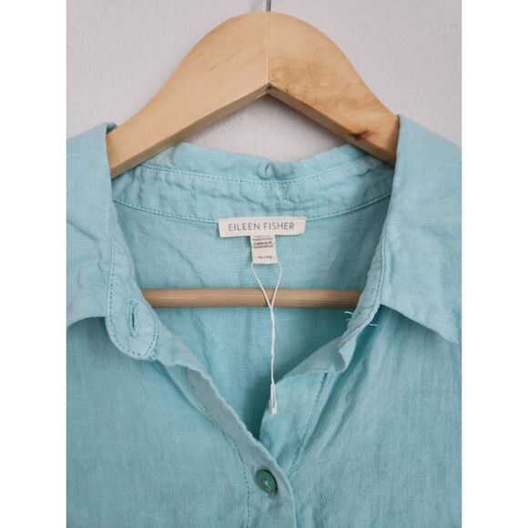 Eillen Fisher Garment-Dyed Handkerchief‎ Linen Sleeveless Shirt | Size XL - Picture 4 of 7